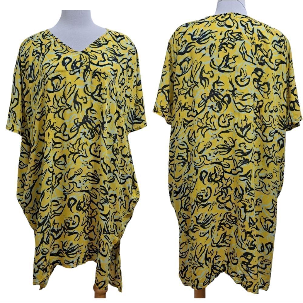 Diane Von Furstenberg x Onia Hanna Floral Kaftan Oversized XS/Small Yellow